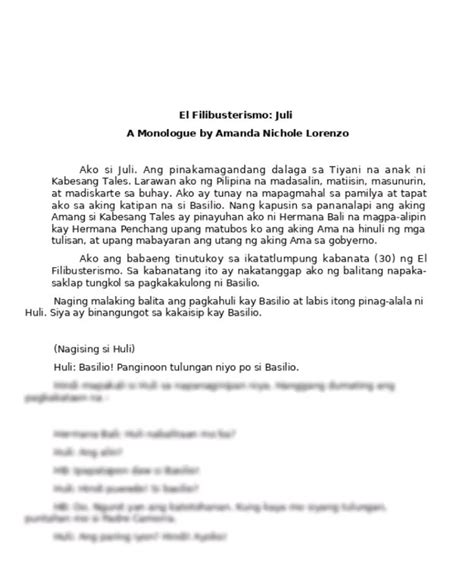 monologue el filibusterismo